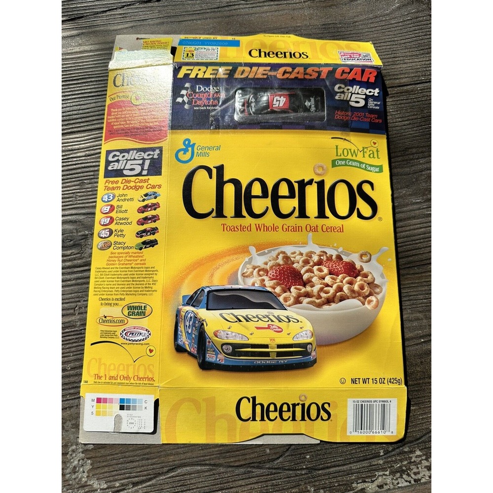 Vintage Cheerios Collectible Die Cast Car 2001 Team Dodge 45 Sprint Empty Box